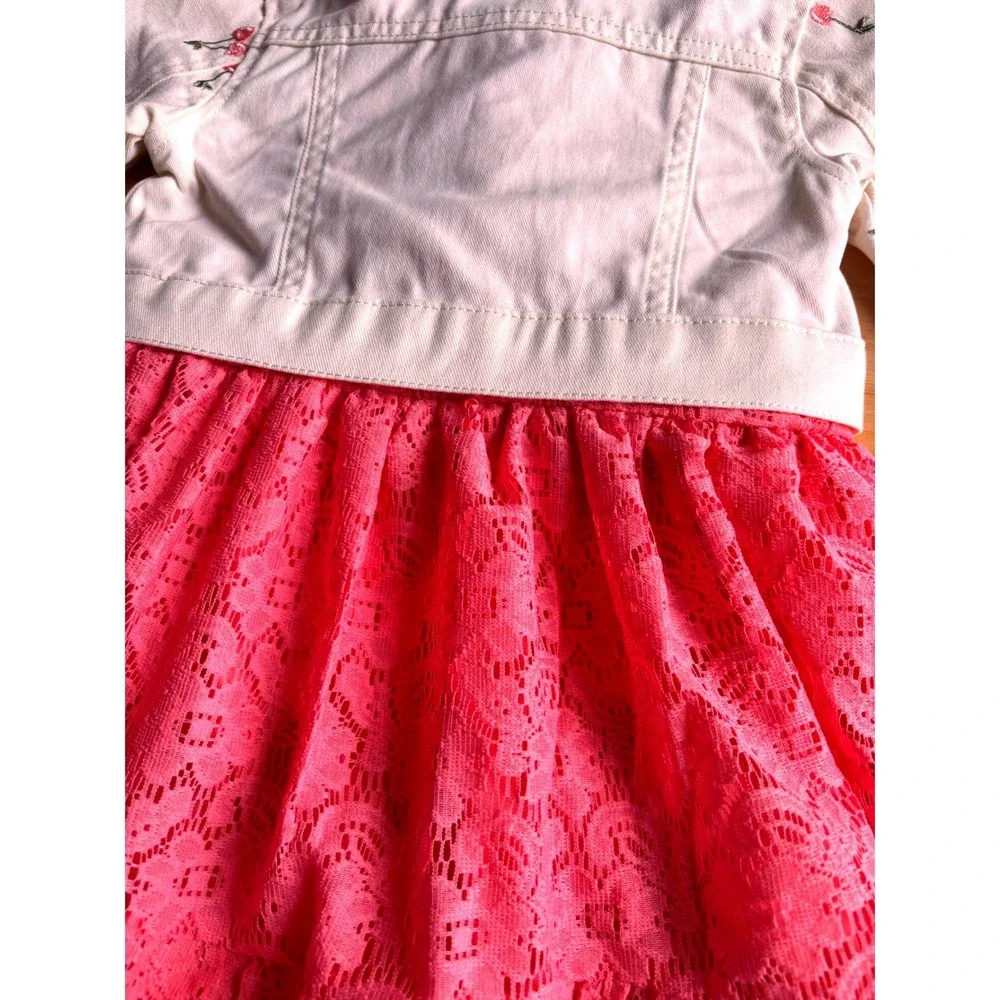 3pc Dress Set Toddler 24M Pink White NWT Cherry Blossom Lace Jacket NWT